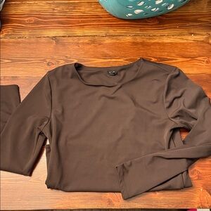 Women's Long Sleeve Crewneck body suit - Brown
